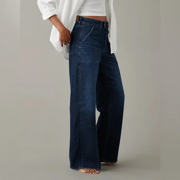 AE Dreamy Drape Stretch Super High-Waisted Baggy Wide-Leg Jean - Picture 4 of 15